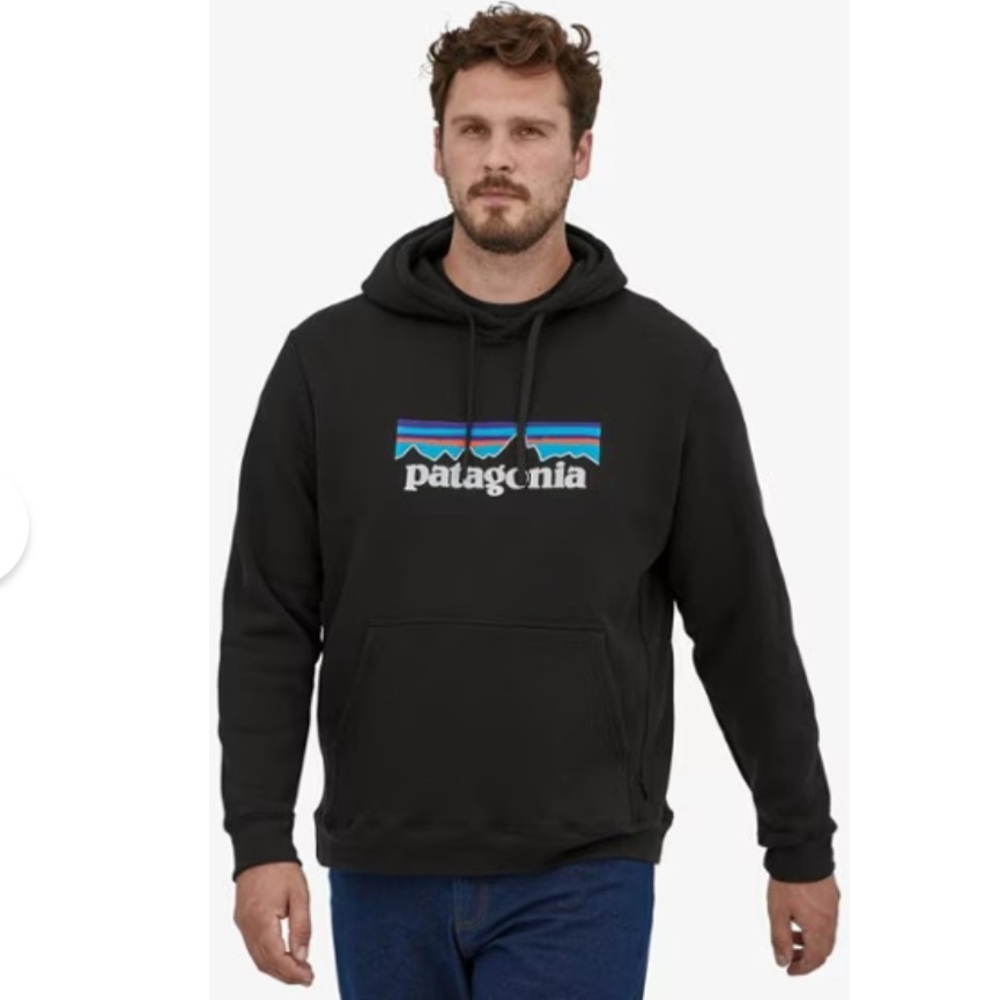 Patagonia P-6 Logo Uprisal Black Hoody Sz Medium Mens Gorpcore Outdoor Adventure